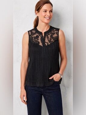 🖤ADIVA Black Lace Sheer Sleeveless Top - Size M Romantic Goth Dark Romantic🖤